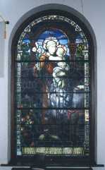 Stained glass window in Manister church